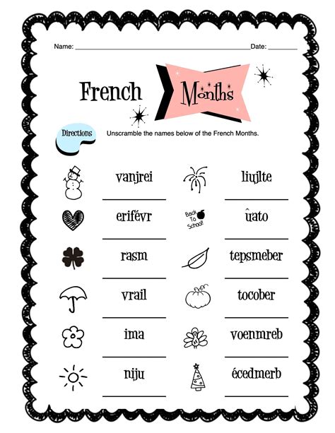 French Months Of The Year Worksheet Packet | Made By Teachers