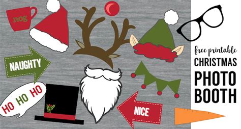 Free Christmas Photo Booth Props Printable - Paper Trail Design