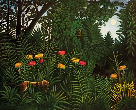 Jungle with tiger and hunters - Henri Rousseau as art print or hand ...