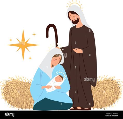 Baby Jesus In A Manger With Mary And Joseph