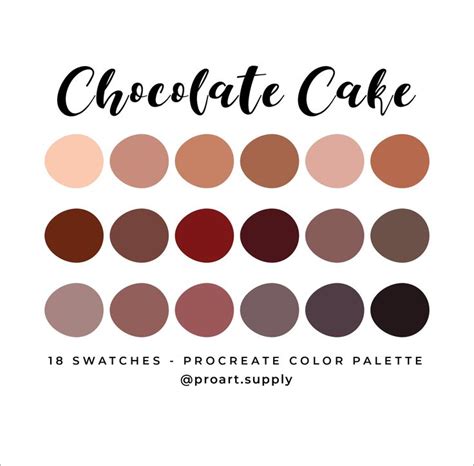 CHOCOLATE CAKE PROCREATE Color Palette Hex Codes Brown | Etsy | Red ...