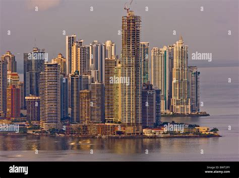 PANAMA CITY, PANAMA - Panama City skyline, skyscrapers on Paitilla ...