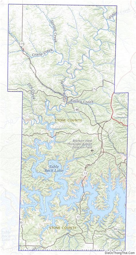 Map of Stone County, Missouri