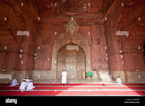 Inside the Jama Masjid or Friday Mosque in Old Delhi India Stock Photo ...