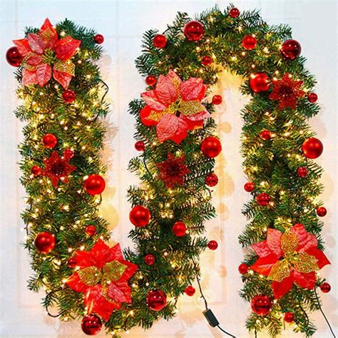 Pre-Lit Christmas Garland, Realistic Christmas Garland with 200 Tips ...