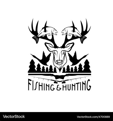 Hunting and fishing vintage emblem design template