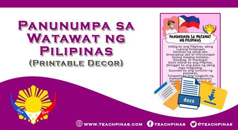 Panunumpa sa Watawat ng Pilipinas Printable Decor - Teach Pinas