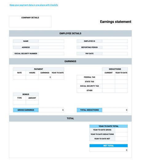 Google Paystub Template