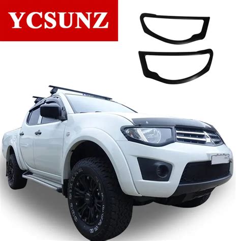 Black Front Lights Cover For Mitsubishi L200 Triton Accessories Black ...