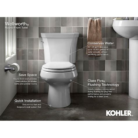 KOHLER Wellworth White Round Standard Height 2-piece Toilet 12-in Rough ...