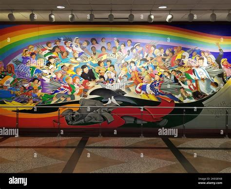 The Denver Airport murals in the basement Stock Photo - Alamy