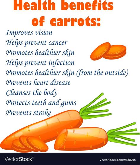 Cartoon carrots heals benefits infographics with Vector Image Healthy ...