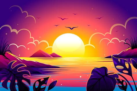 Free Vector | Gradient tropical sunset background