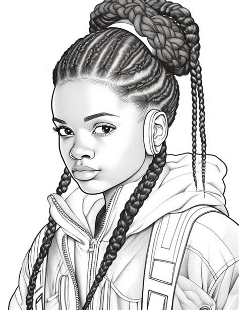 Premium Photo | A drawing of a girl with braids in her hair.