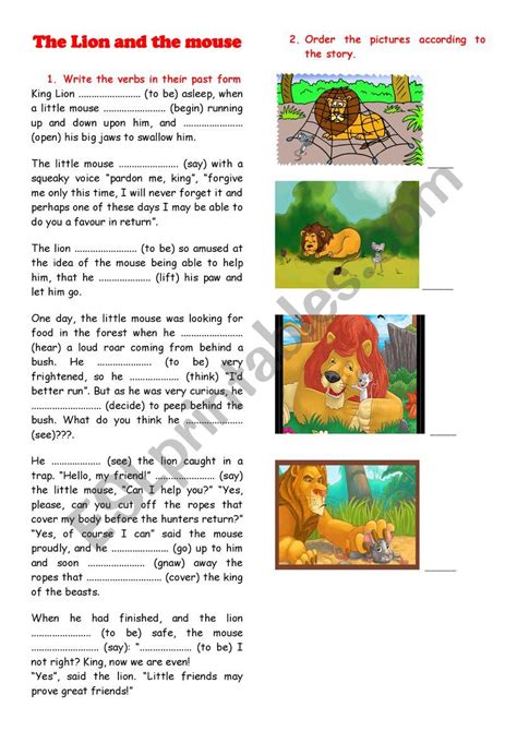 The Lion And The Mouse Worksheet Kindergarten