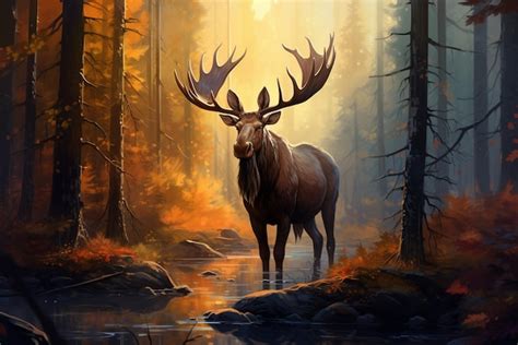 Premium AI Image | moose in the forest