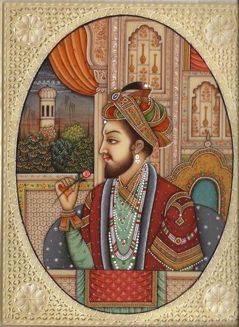 Shah Jahan Mumtaz Mahal Mughal Painting HandPainted Moghul Empire ...