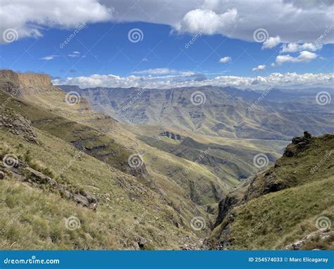 Green Mountains Drakensberg Amphitheatre Tugela Falls Stock Image ...