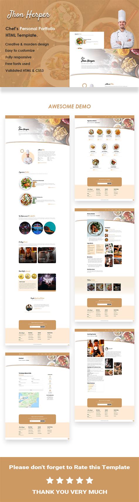 Jhon Herper - Chef Personal Portfolio Website Template