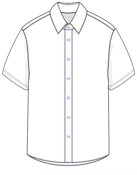 Short Sleeve Shirt, SVG, Vector CAD Menswear Button-up Shirt Technical ...