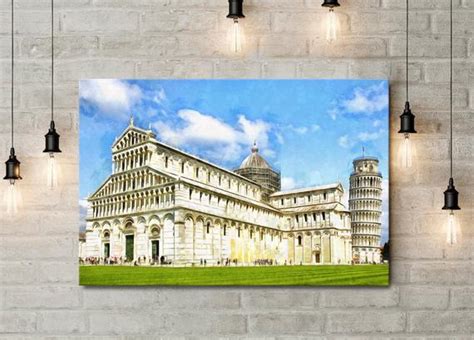 Pisa Cathedral with the Leaning Tower of Pisa Canvas. Large Art ...