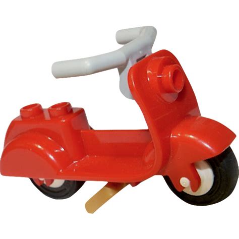 LEGO Red Scooter with Pearl Gold Stand and Medium Stone Gray Large ...