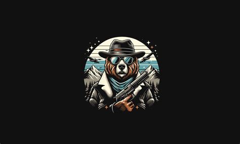 bear wearing hat with gun on mountain vector artwork design 36088901 ...