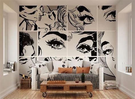 Black & White Pop Art Wall Mural Self Adhesive Removable | Etsy | Pop ...