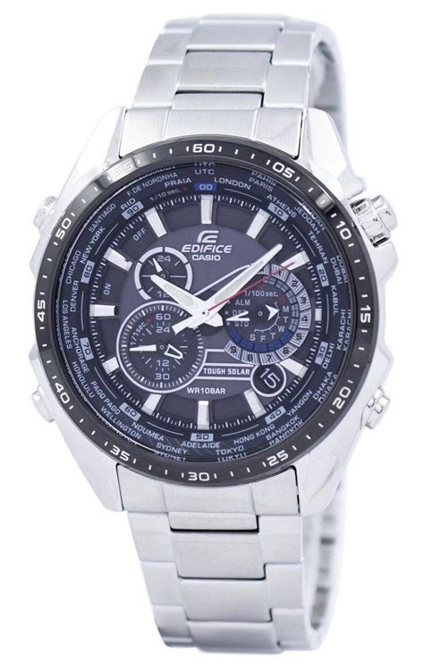 Casio Edifice Tough Solar Chronograph World Time EQS-500DB-1A1 EQS500DB ...