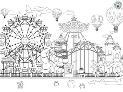 Theme park Coloring Page - Treasure hunt 4 Kids