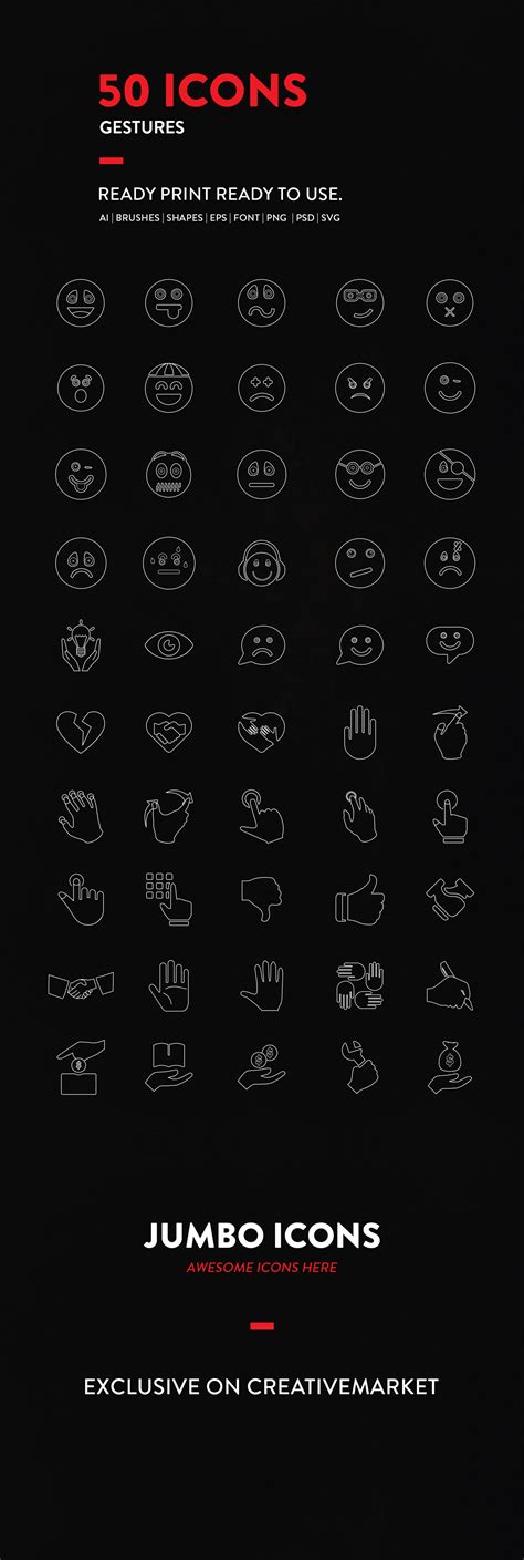 Line Icons Emoji-Hand Gesture Set | Outline Icons ~ Creative Market