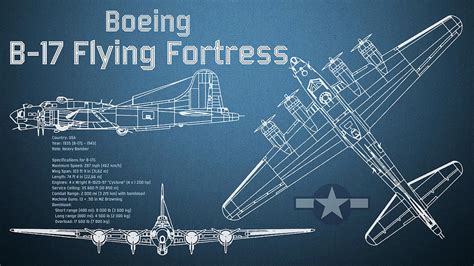 Boeing B-17 Flying Fortress Blueprint Digital Art by StockPhotosArt Com ...