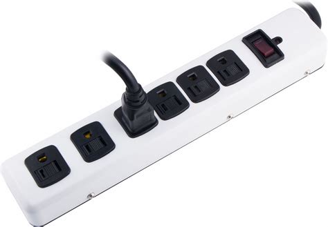 POWER FIRST Surge Protector Outlet Strip: 6 Outlets, NEMA 5-15R, NEMA 5 ...