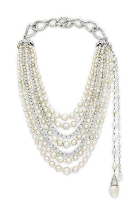 A NATURAL PEARL AND DIAMOND NECKLACE | Christie's