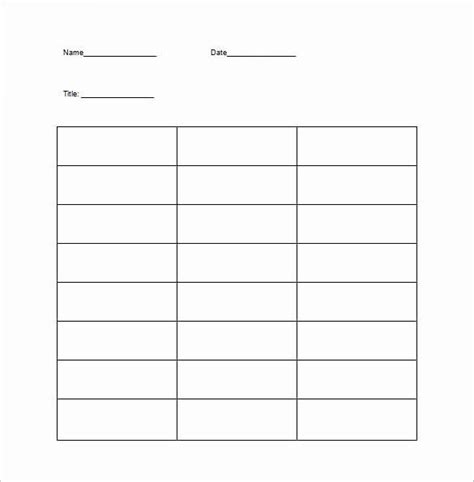 3 Column Chart Template Inspirational Blank Table Chart with 3 Columns ...