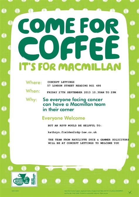 Macmillan Cancer Support coffee morning 2013 poster