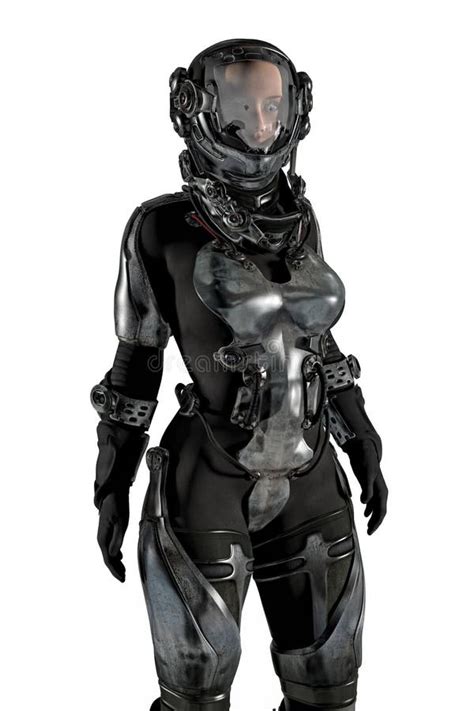 CG Woman in Spacesuit Isolated Stock Image - Illustration of fiction ...