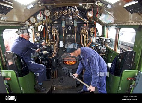 Inside the cab of an A1 Peppercorn class Pacific steam engine The Stock ...