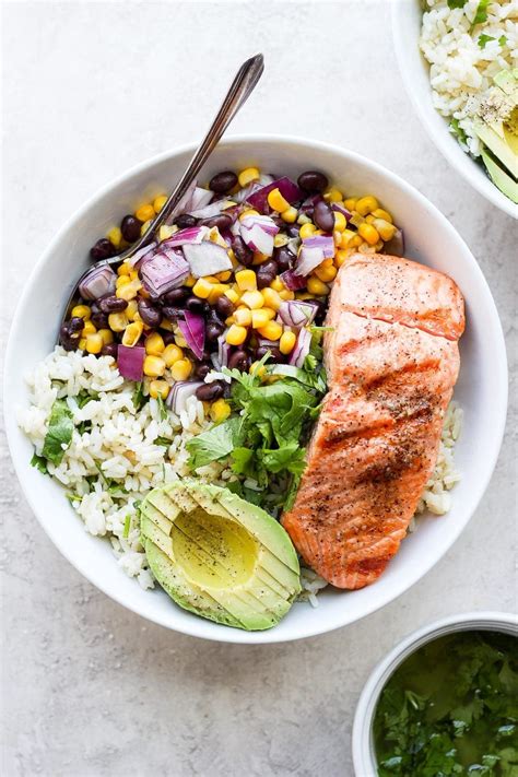 Fiesta Salmon Rice Bowl Recipe (amazing meal-prep!) - Fit Foodie Finds