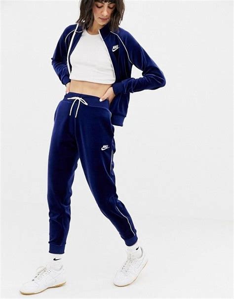 Nike Blue Velour Zip Thru Tracksuit Bottoms | ASOS - Tracksuit women ...