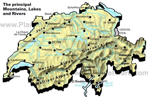 Switzerland Map With Cities And Mountains