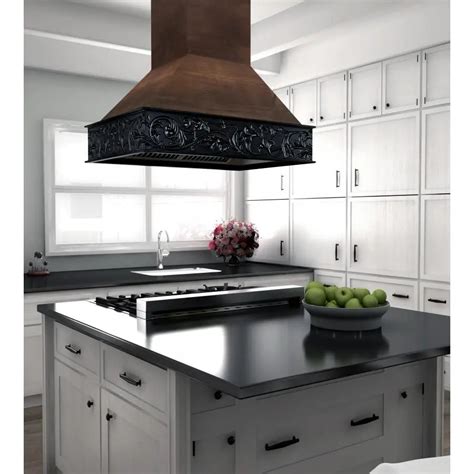 ZLINE 36" Wooden Island Range Hood in Antigua and Walnut, 9373AR-36