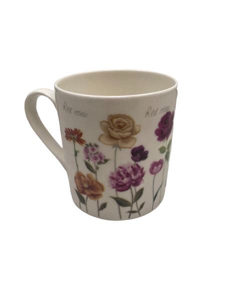 Set of 6 Floral Fine Bone China Mugs