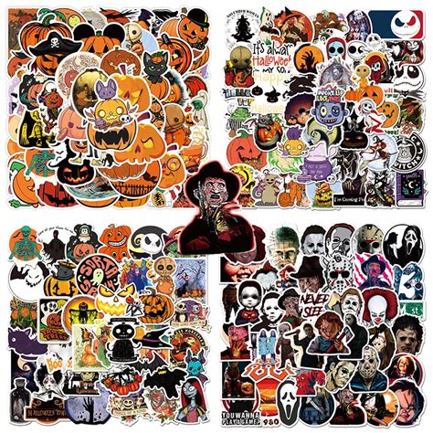 50pcs-Halloween-Theme-Stickers-Hallow-Pumpkin-Witch-Graffiti-DIY ...