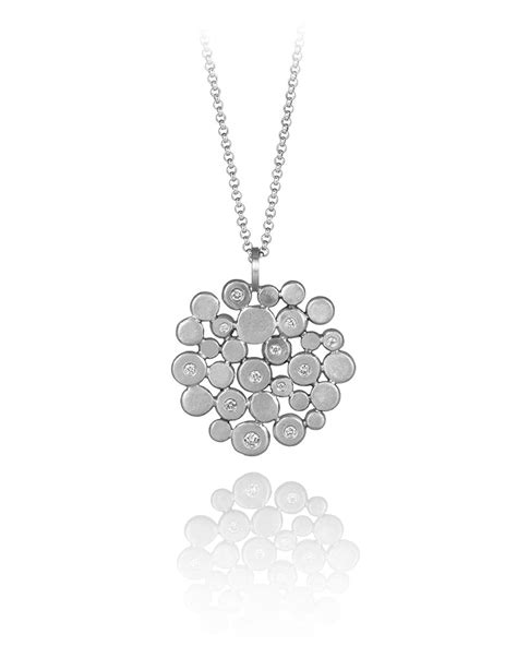 Palladium Diamond Hammered Dot Pendant - Michele Mercaldo Jewelry