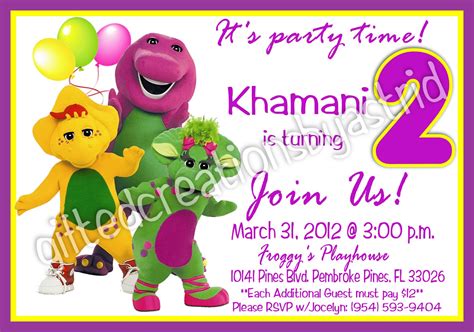 40th Birthday Ideas: Barney Birthday Invitation Templates