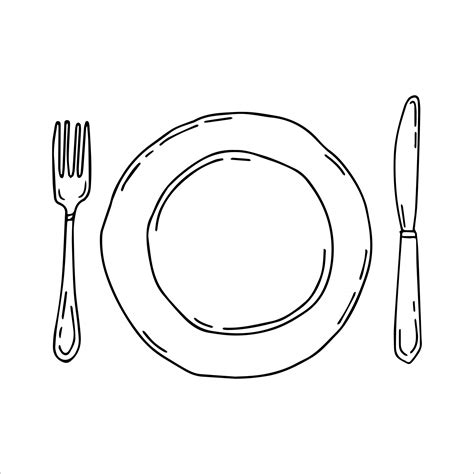 Plate with fork and knife. Cultery. Table settings. 2990277 Vector Art ...