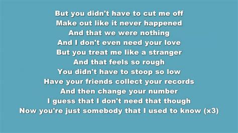 Gotye - Somebody that i used to know ( Lyrics ) - YouTube