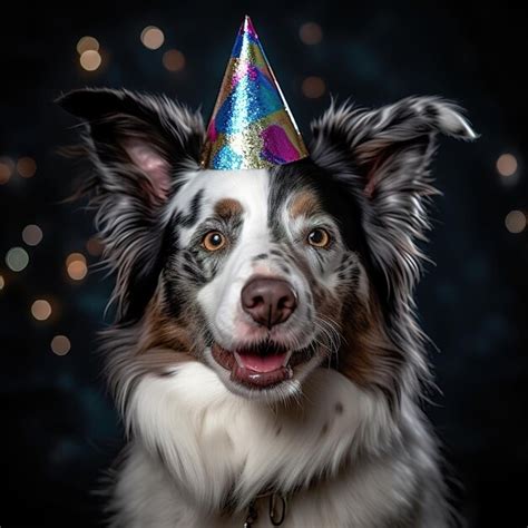 Premium AI Image | Joyful dog wearing a bright birthday hat