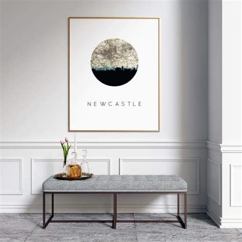 Newcastle, England city skyline with vintage Newcastle map | wanderlust ...